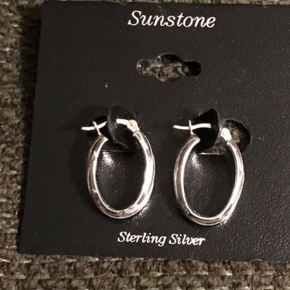 Sterling Silver Oval Earrings - Picture 1 of 4